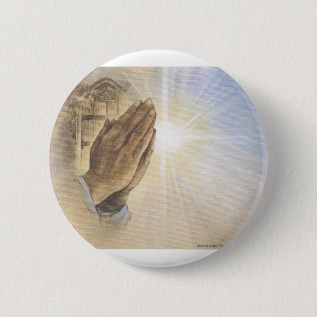 Praying Hands 2 Inch Round Button (Front)
