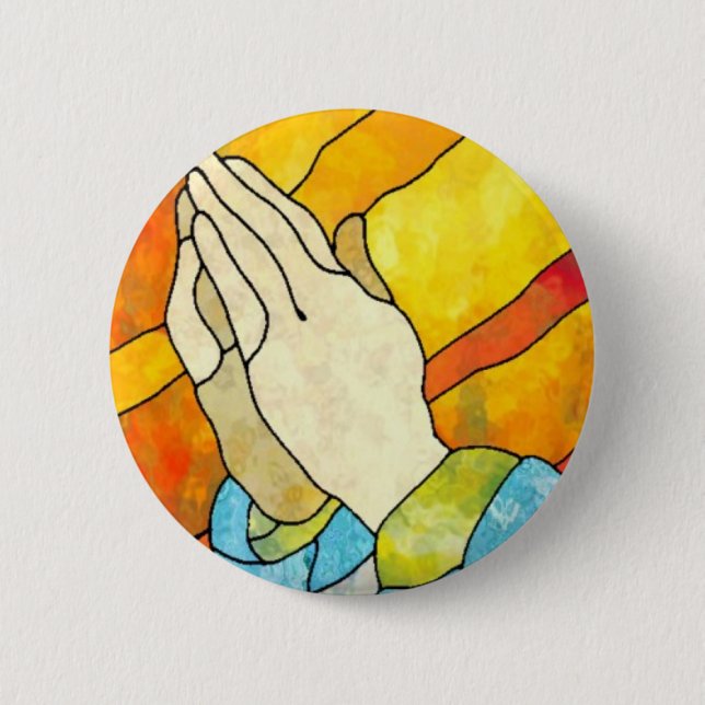 Praying Hands 2 Inch Round Button (Front)