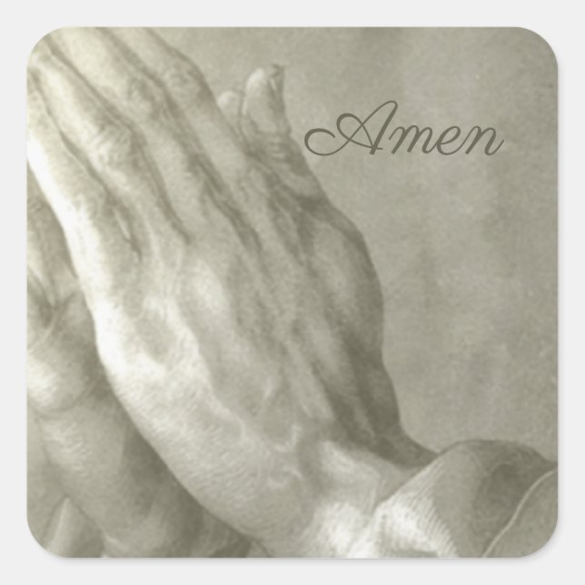 Praying Hands Amen Square Sticker (Front)