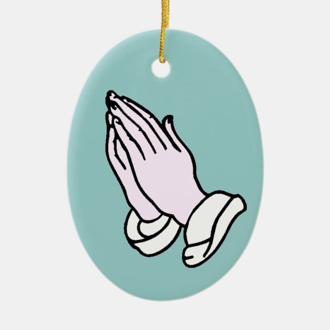 Praying Hands Ceramic Ornament (Front)