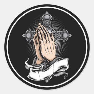 Praying Hands Classic Round Sticker