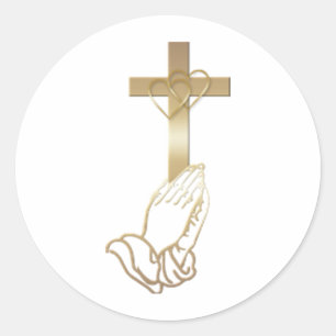 Praying Hands Classic Round Sticker