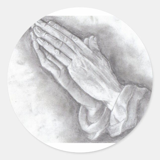 praying hands classic round sticker (Front)