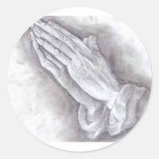praying hands classic round sticker