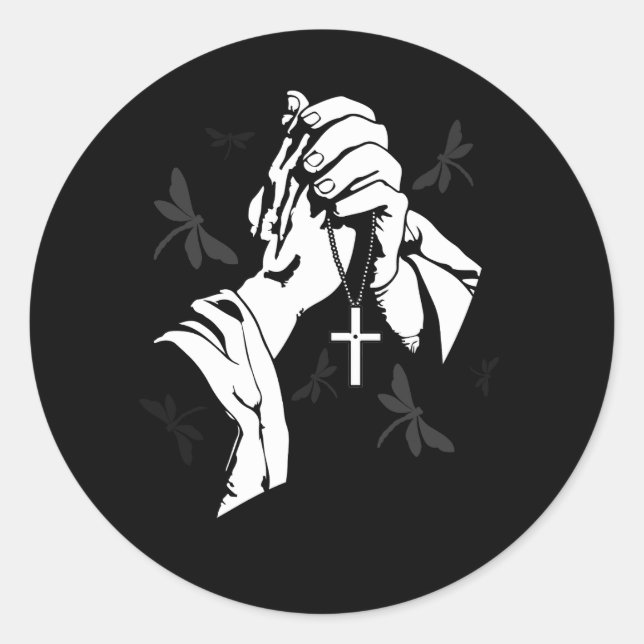 Praying Hands Cool Christian Religious Jesus Chris Classic Round Sticker (Front)