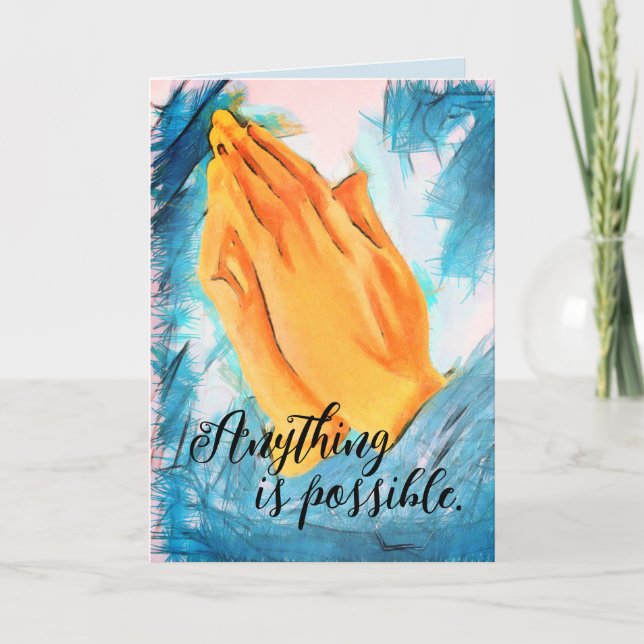 Praying Hands Folded Greeting Card (Front)