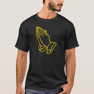 Praying Hands in Gold Yellow T-Shirt