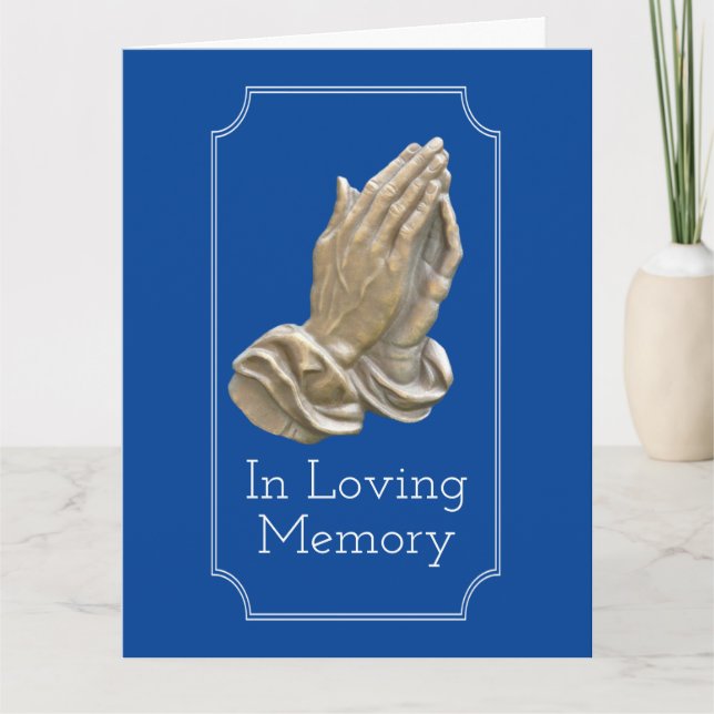 Praying hands in memory of sympathy with poem card (Front)