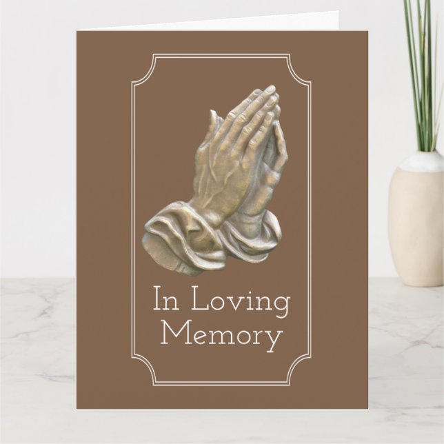 Praying hands in memory of sympathy with poem card (Front)