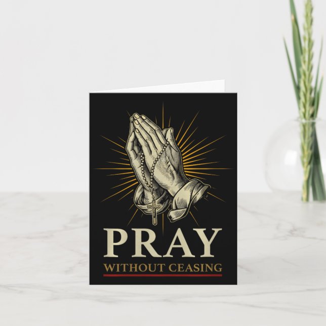 Praying Hands Jesus Cross Rosary Faith Devotion Pr Card (Front)