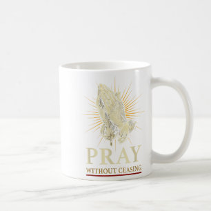 Praying Hands Jesus Cross Rosary Faith Devotion Pr Coffee Mug