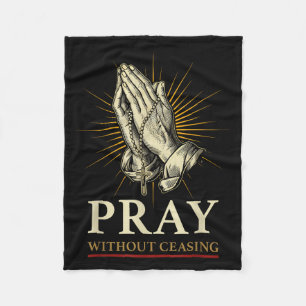 Praying Hands Jesus Cross Rosary Faith Devotion Pr Fleece Blanket