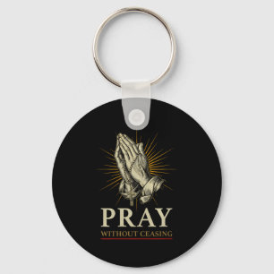 Praying Hands Jesus Cross Rosary Faith Devotion Pr Keychain
