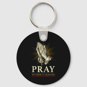 Praying Hands Jesus Cross Rosary Faith Devotion Pr Keychain