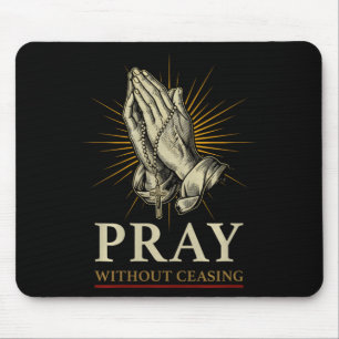 Praying Hands Jesus Cross Rosary Faith Devotion Pr Mouse Pad