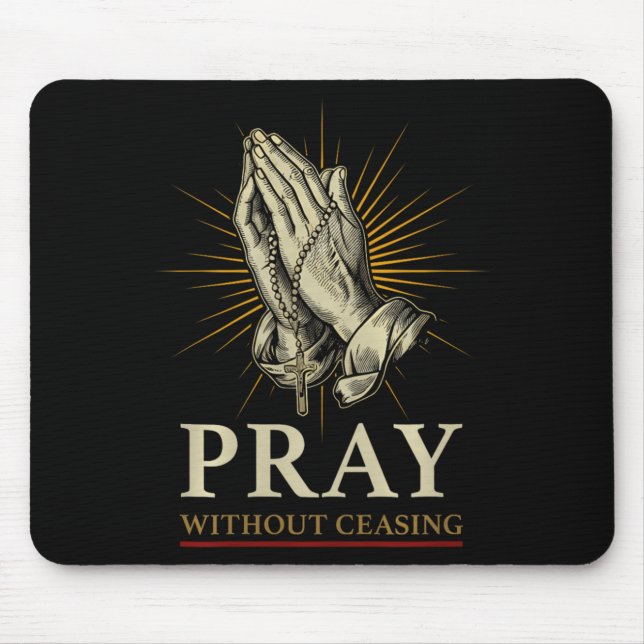 Praying Hands Jesus Cross Rosary Faith Devotion Pr Mouse Pad (Front)