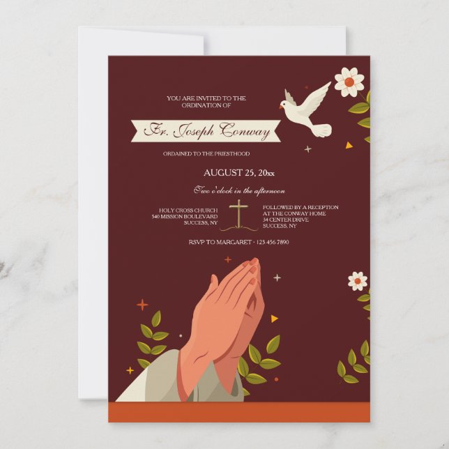 Praying Hands Priesthood Ordination  Invitation (Front)