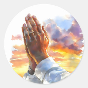 Praying Hands Religious Gift Christian Catholic Classic Round Sticker