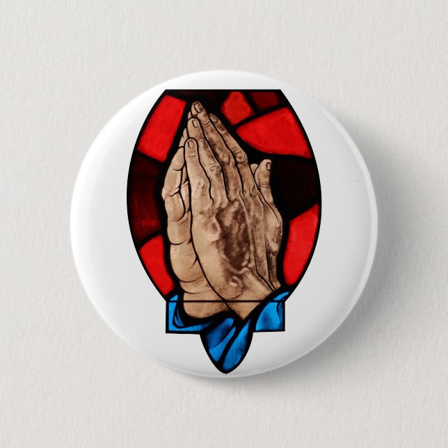 Praying Hands Stained Glass Art 2 Inch Round Button (Front)