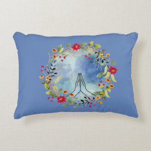 Praying hands watercolor accent pillow