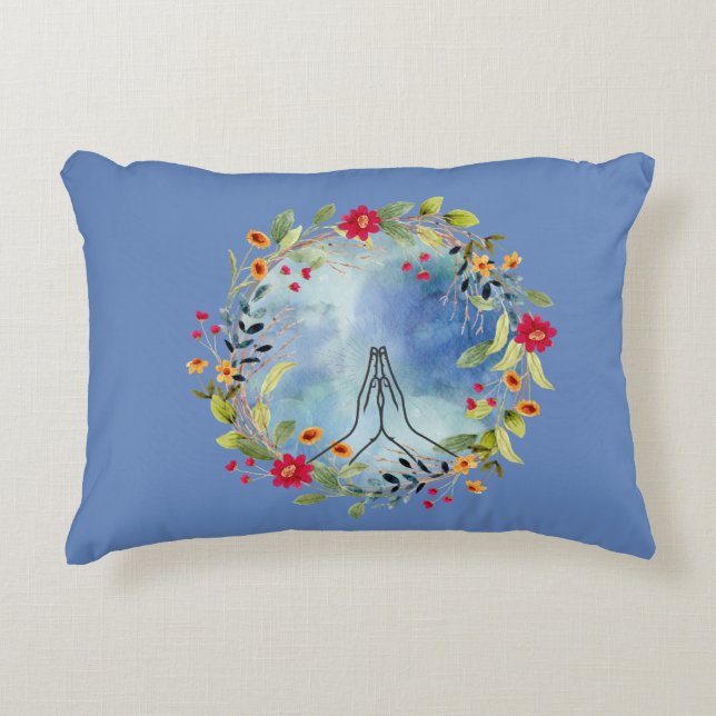 Praying hands watercolor  accent pillow (Front)