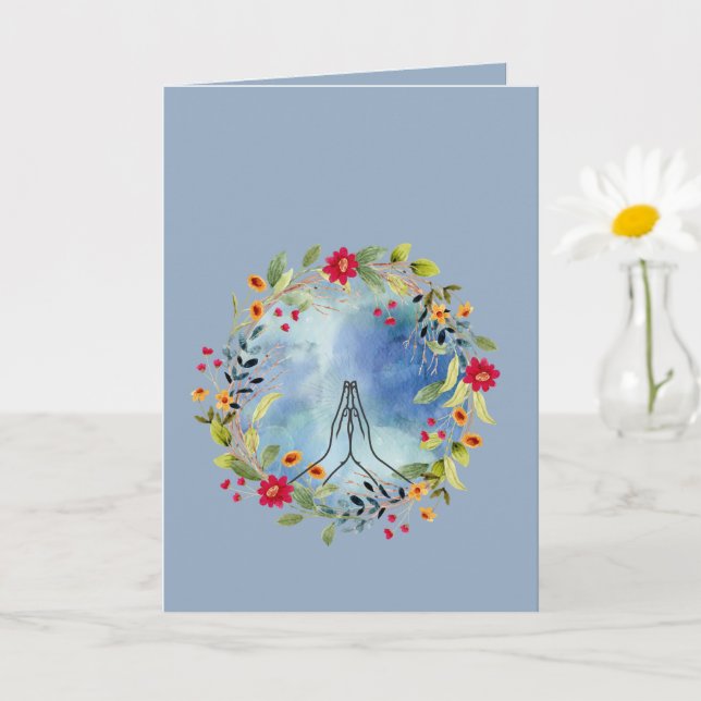 Praying hands watercolor  card (Small Plant)