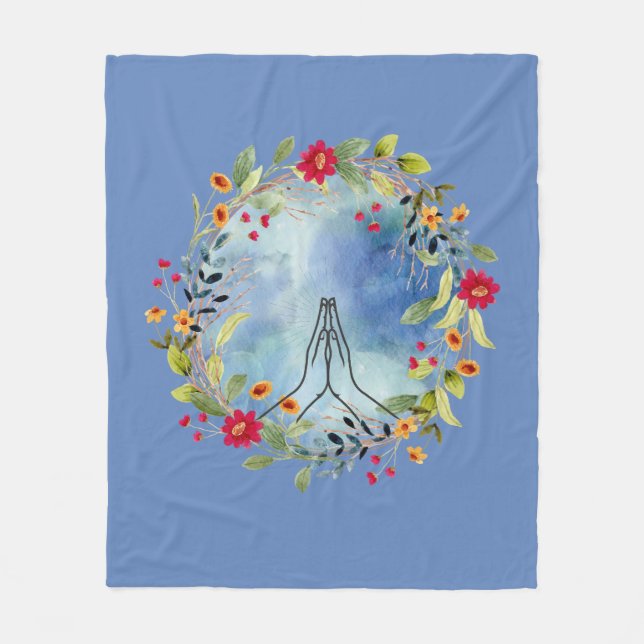 Praying hands watercolor  fleece blanket (Front)