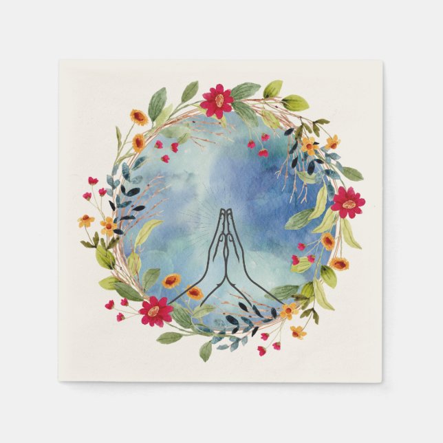 Praying hands watercolor  napkin (Front)