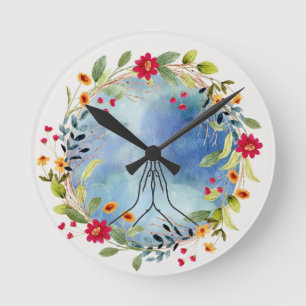 Praying hands watercolor  round clock