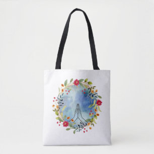Praying Hands Watercolor Shopping Tote