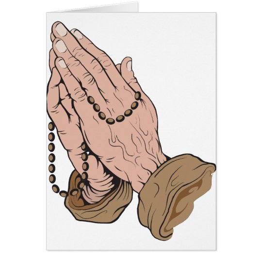 Praying Hands with Beads Card