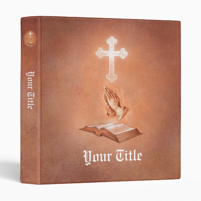 Praying Hands with Cross and Bible Binder (Front/Spine)