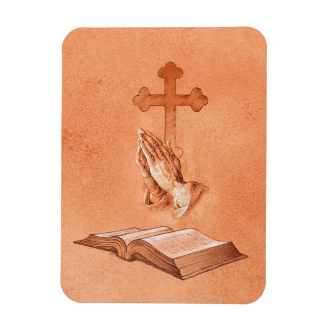 Praying Hands with Cross and Bible Magnet (Vertical)