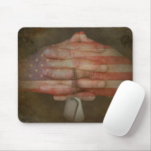 Praying Hands With Dog Tags Mouse Pad