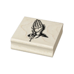 Praying Hands with Rosery Rubber Stamp