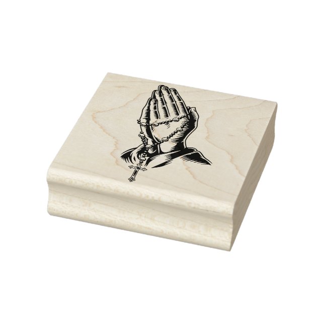 Praying Hands with Rosery  Rubber Stamp (Stamp)
