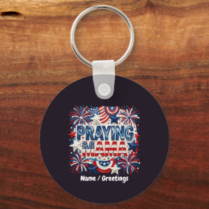 Praying Mama Patriotic Art Print Red, White, Blue Keychain