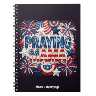 Praying Mama Patriotic Art Print  Red, White, Blue Notebook