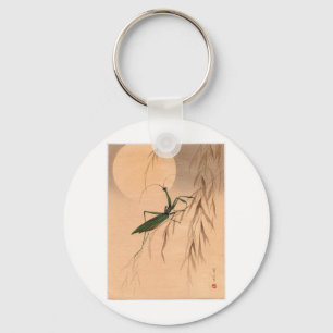 Praying Mantis and the Moon Japanese Art c. 1800s Keychain
