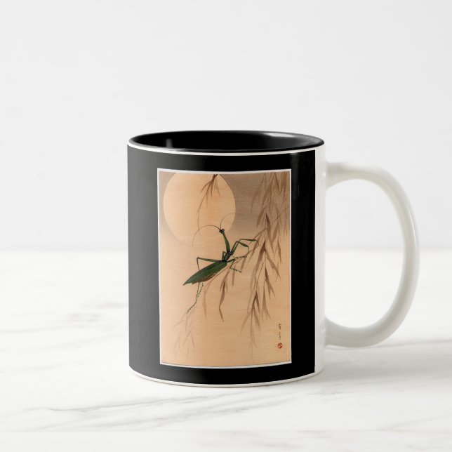 Praying Mantis and the Moon Japanese Art c. 1800s Two-Tone Coffee Mug (Right)