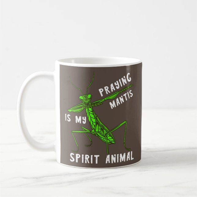 Praying Mantis Dancing Spirit Animal Green Insect Coffee Mug (Left)