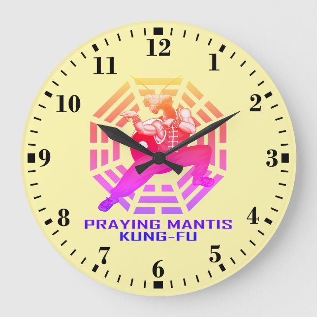 Praying Mantis Kung-Fu Large Clock (Front)