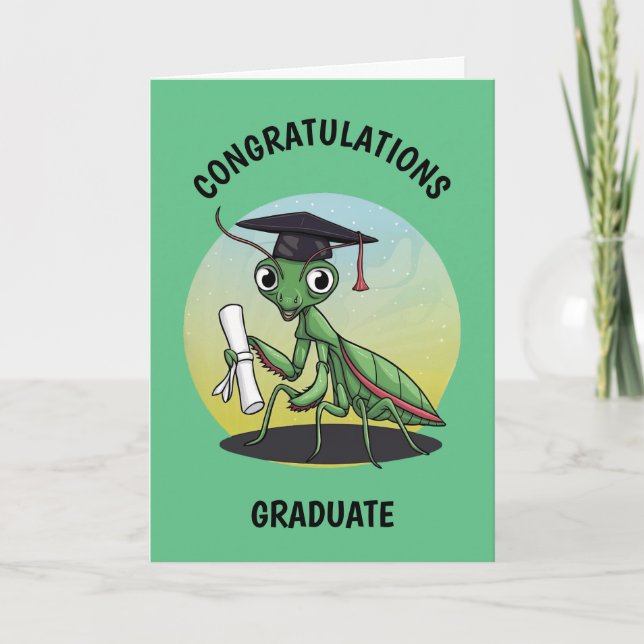 Praying Mantis Personalized Graduation Card (Front)