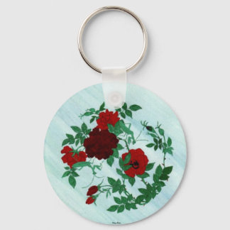 Praying Mantis & Red Roses Keychain
