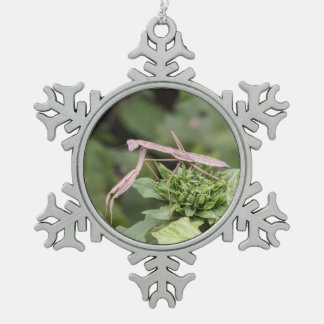 Praying Mantis Snowflake Pewter Christmas Ornament