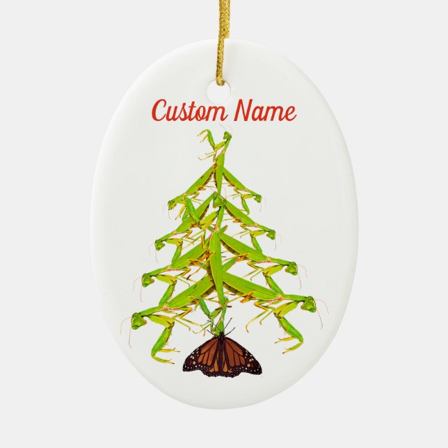 Praying Mantis Tree Weird Christmas Ornament (Front)
