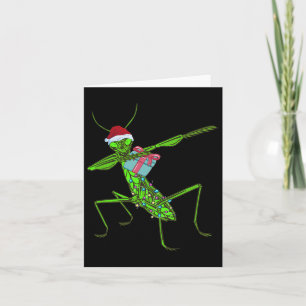 Praying Mantis Xmas Santa Hat Christmas Insect Bug Card