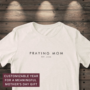 Praying Mom Est. Year Christian Modern Minimal  Tri-Blend Shirt