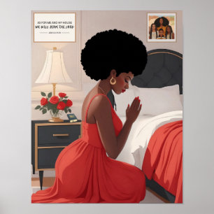 Praying Mother 11" X 14" Rich Red-Orange Print