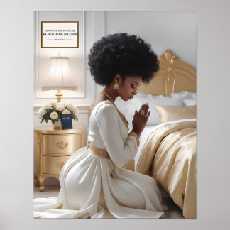 Praying Mother Classy Gold and White Print